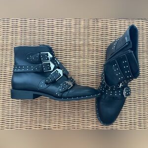 Forever 21 Black Studded Buckle Ankle Boots